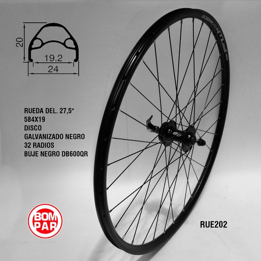 [RUE202] RUEDA DEL. DISC. 27,5" 584X19