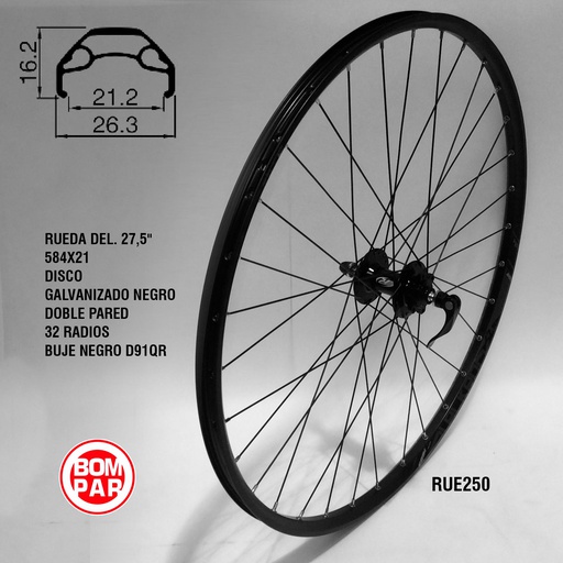 [RUE250] RUEDA DEL. 27,5" 584X21 DISCO
